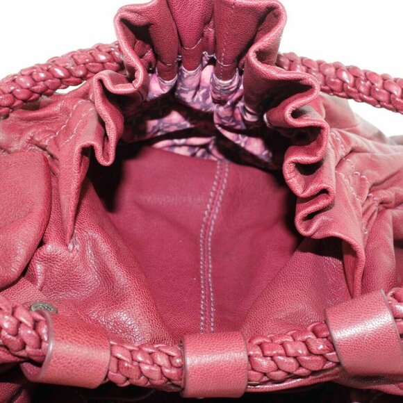 Lockheart Burgundy Red 14 X 11 Leather Braided Applique Detail Boho Purse - Picture 5 of 7